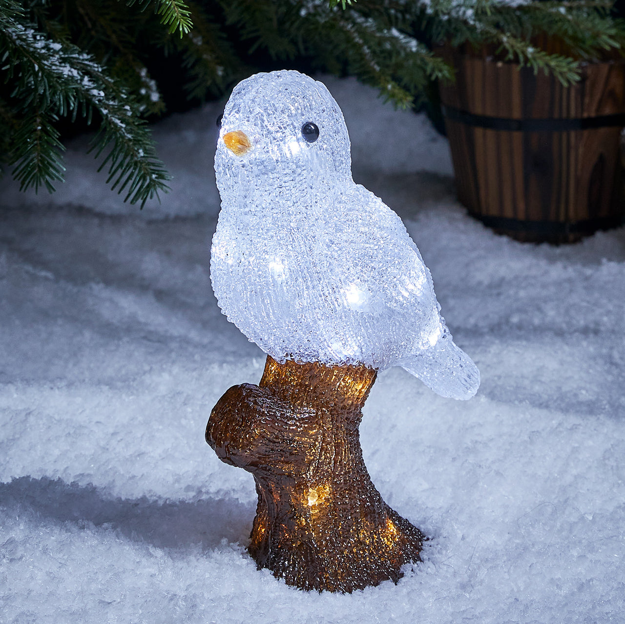 LED Acryl Weihnachtsfigur außen Vogel auf Ast –