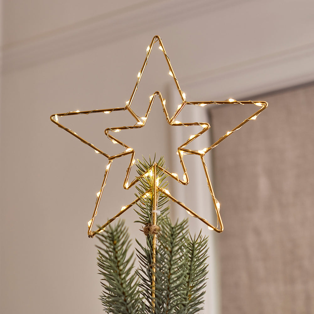 Weihnachtsbaumspitze LED Stern gold