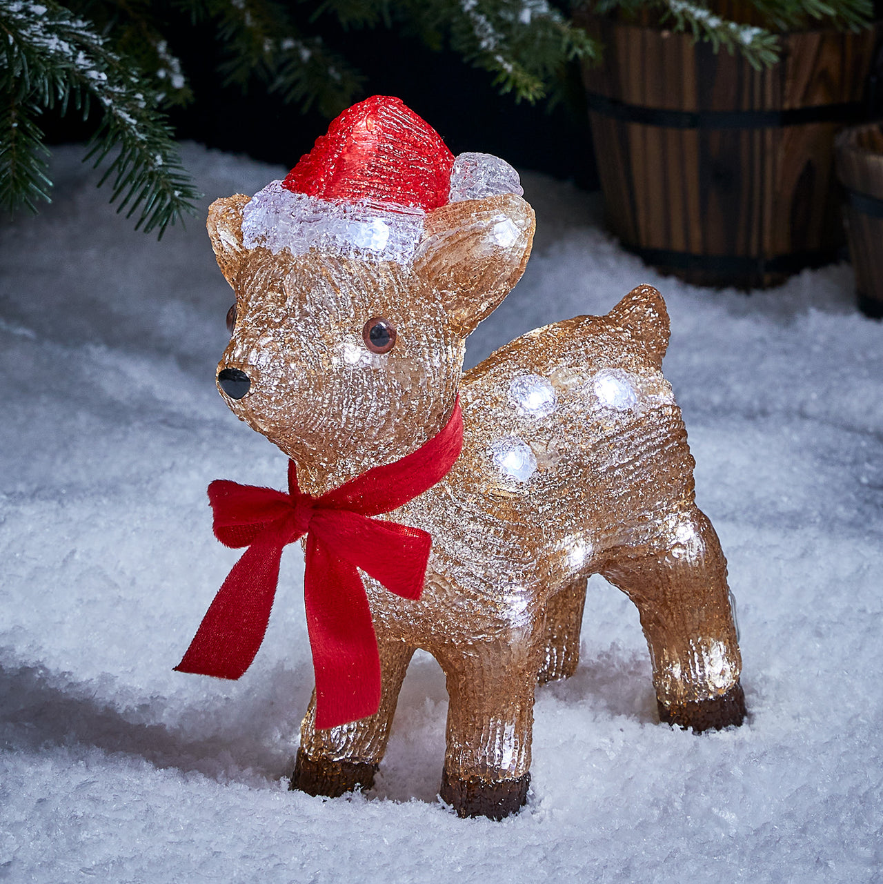 LED Acryl Weihnachtsdeko außen Rehkitz Batteriebetrieb