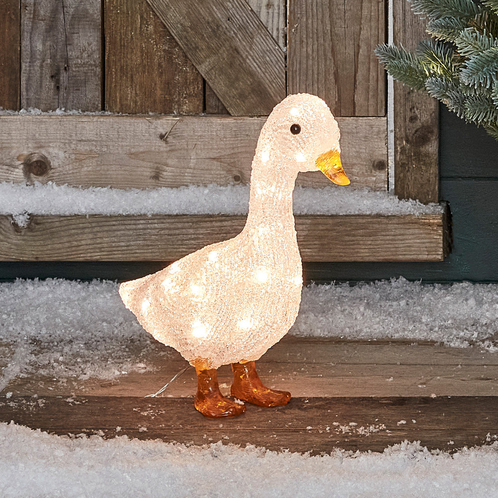 LED Acryl Weihnachtsfigur außen Ente Batteriebetrieb
