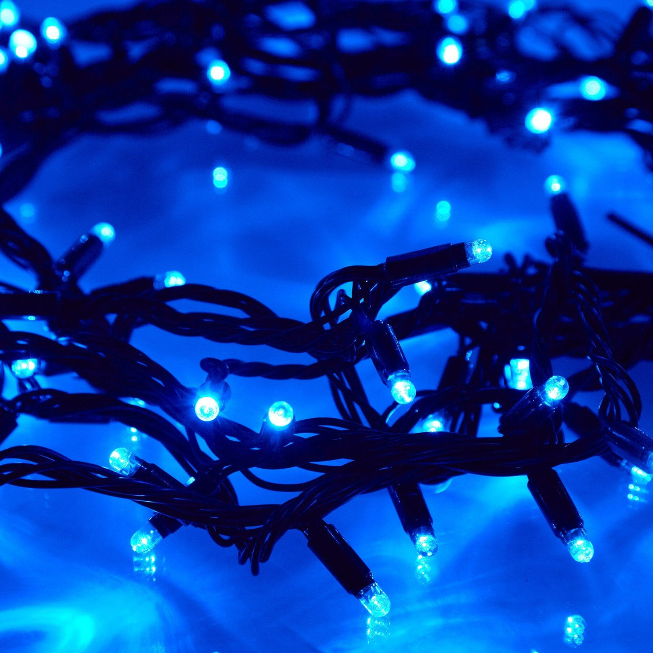 Core Connect 20m 200er LED Lichterkette blau koppelbar grünes Kabel