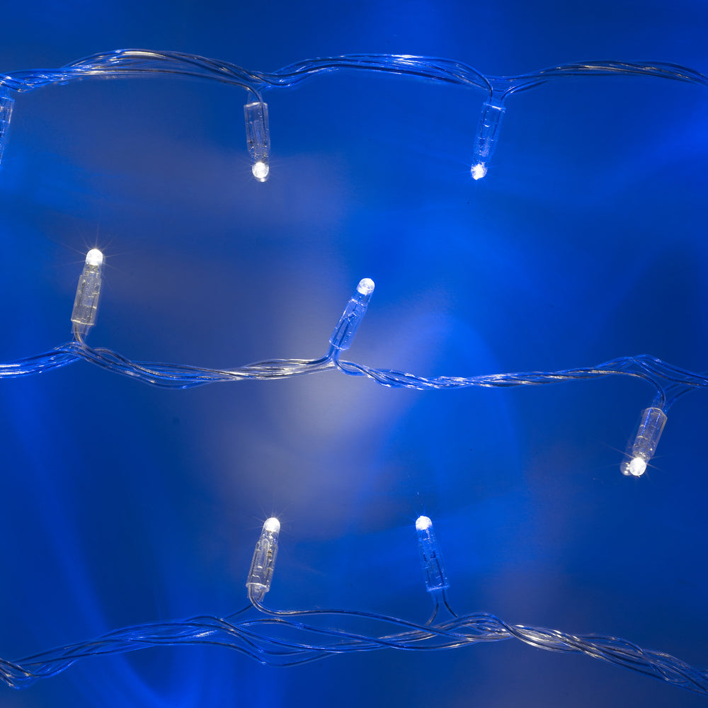 100er LED Lichterkette blau weiß transparentes Kabel koppelbar 10m