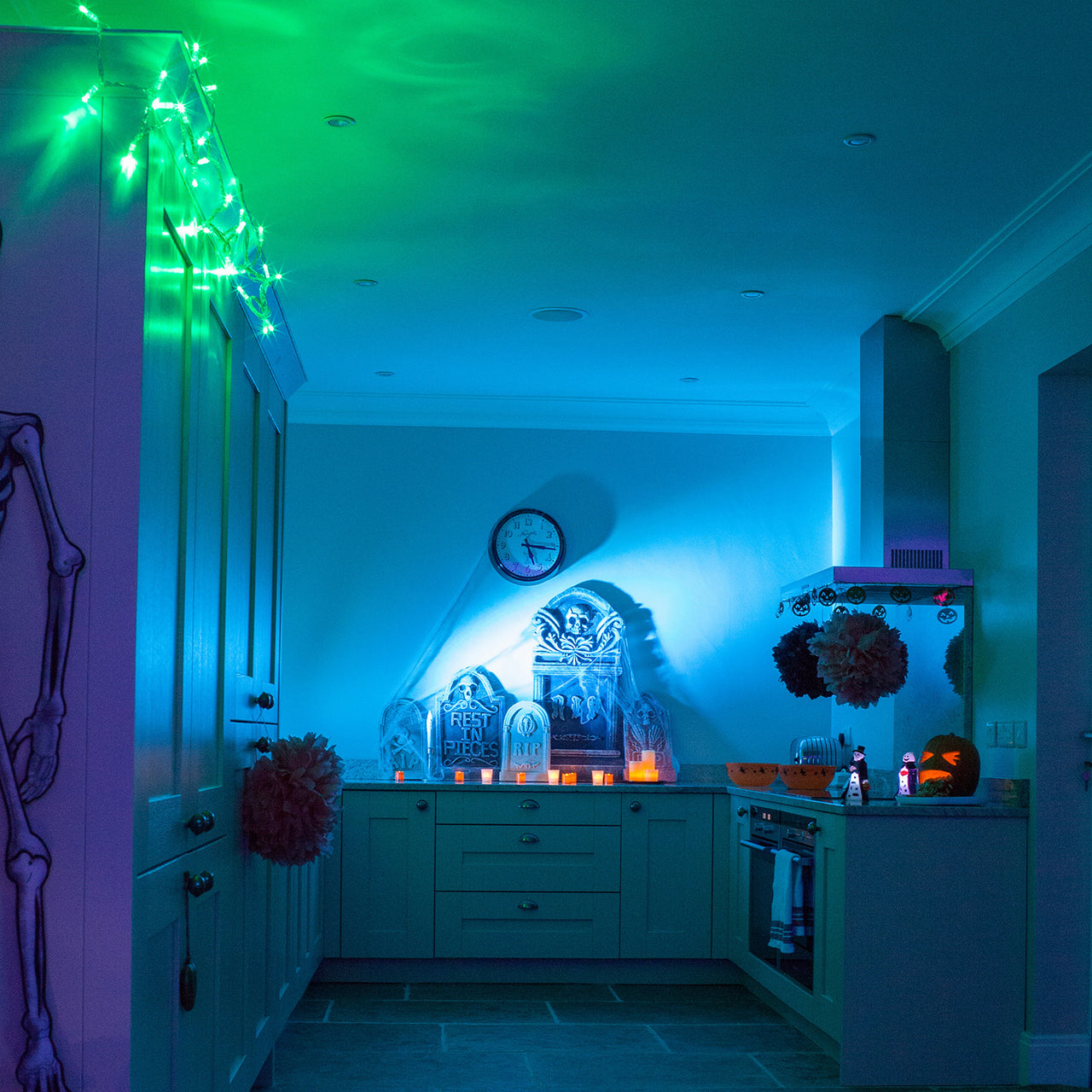 100er LED Lichterkette grün transparentes Kabel 10m
