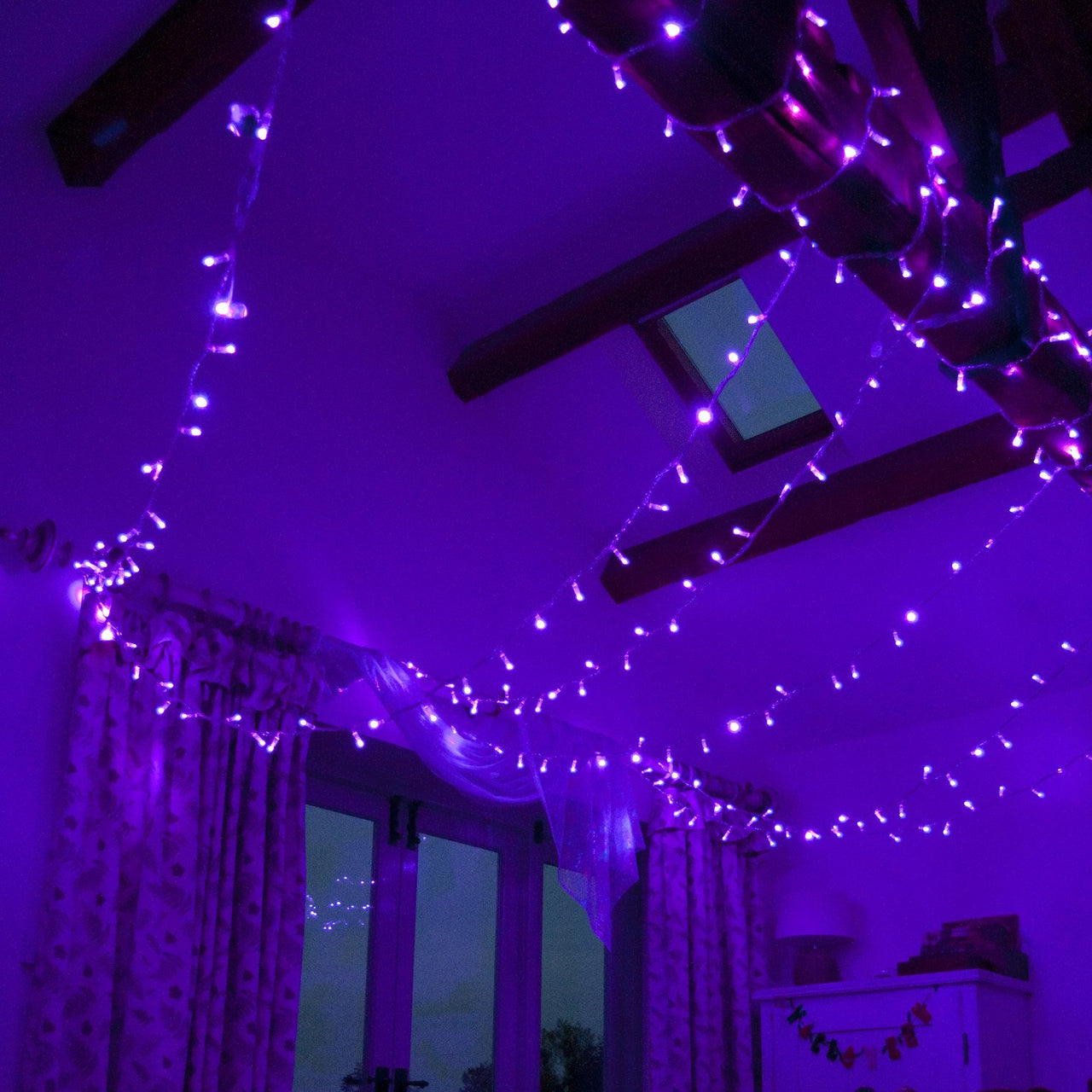 Core Connect 20m 200er LED Lichterkette lila koppelbar transparentes Kabel