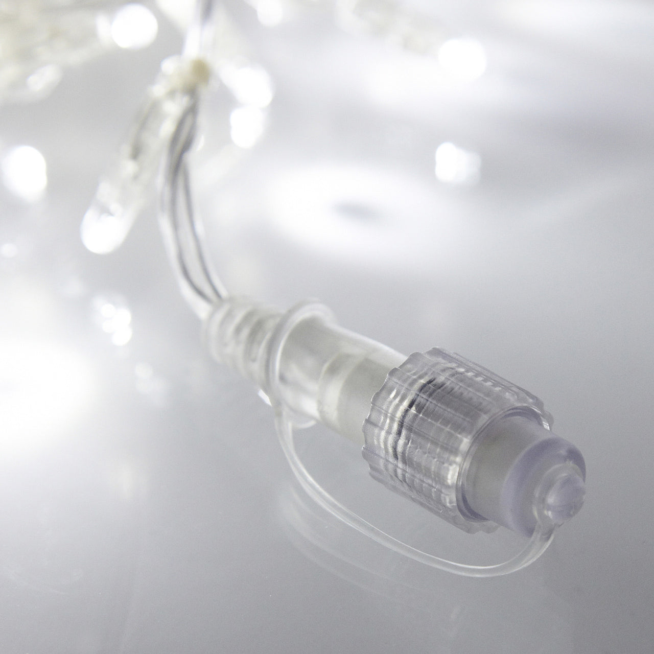 100er LED Lichterkette weiß transparentes Kabel koppelbar 10m