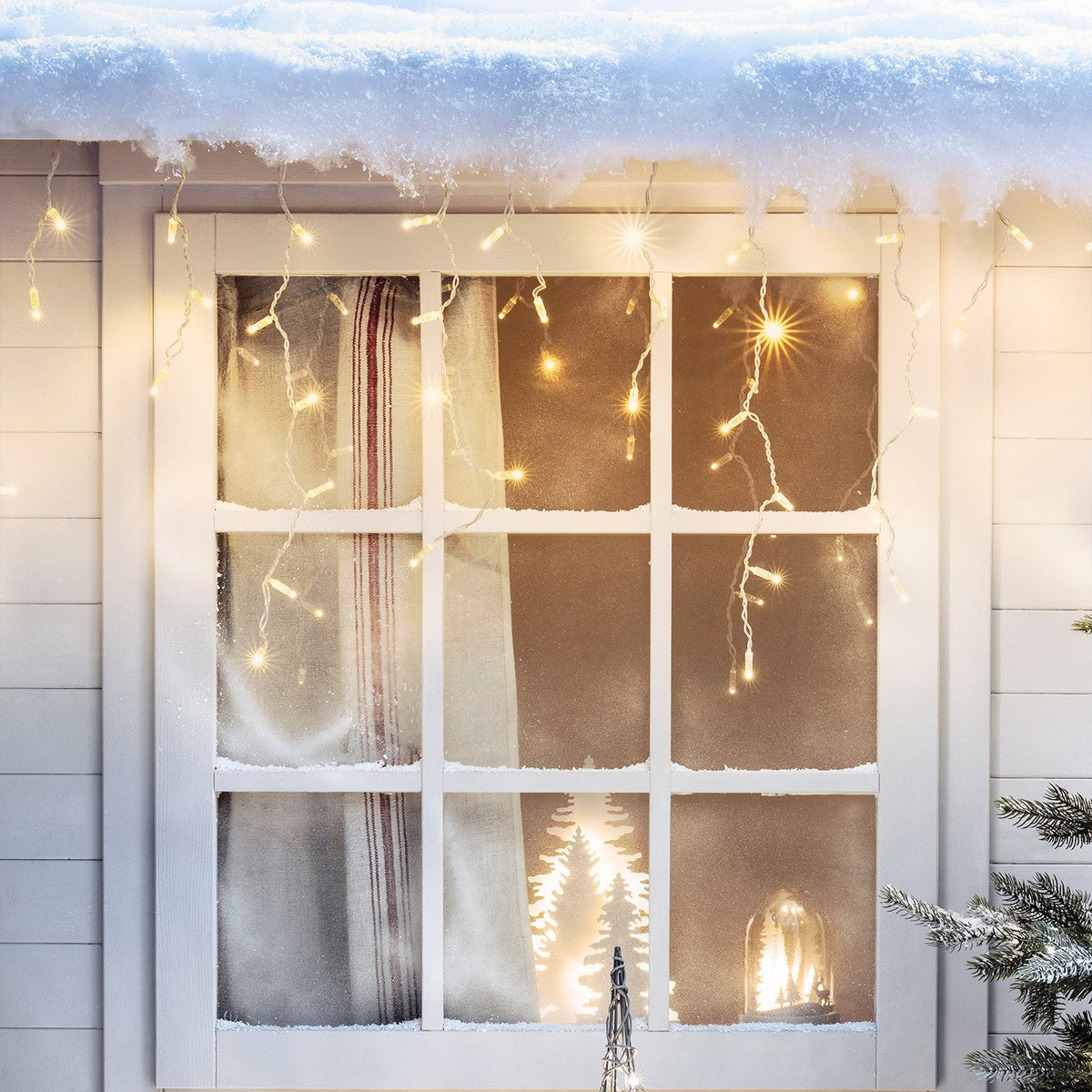 Core Connect 576er LED Eiszapfen Lichterkette warmweiß koppelbar transparentes Kabel