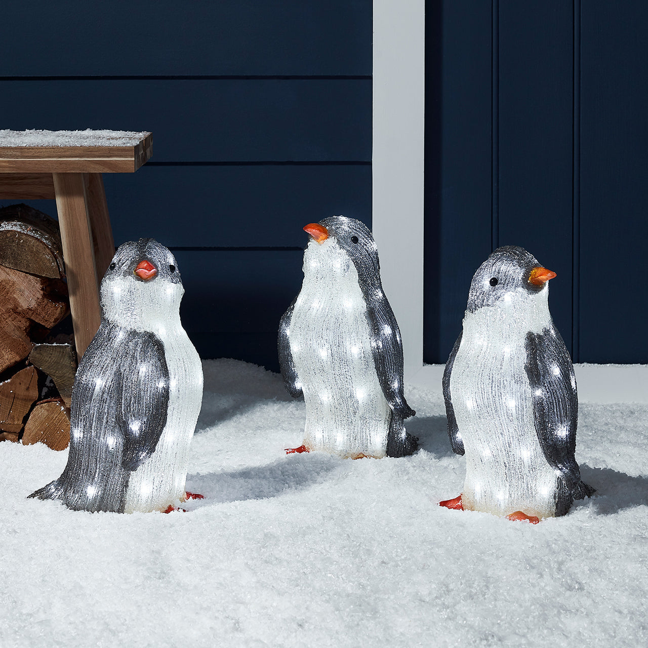 3er Set Acryl Pinguine Weihnachtsfiguren Außen