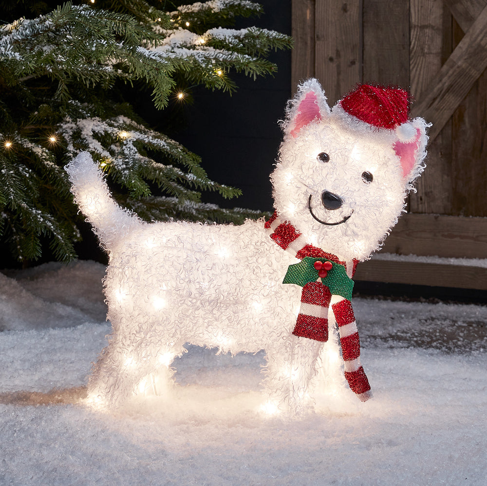 LED Weihnachtsfigur außen Westie