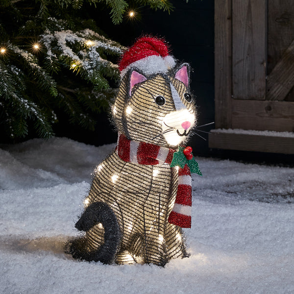 LED Weihnachtsfigur – außen Katze