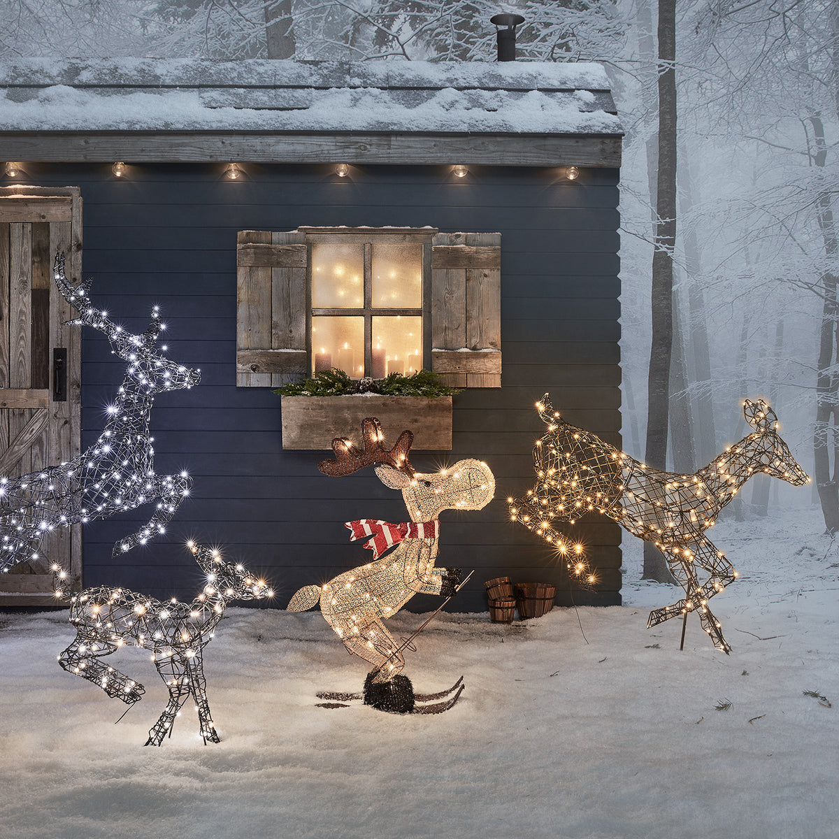 LED Weihnachtsfigur außen Elch auf