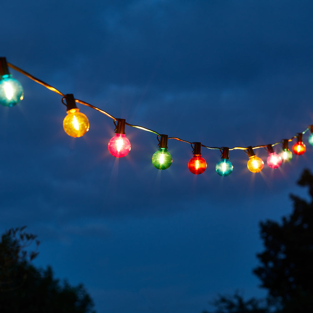 20er LED Lichterkette Glühbirnen bunt außen