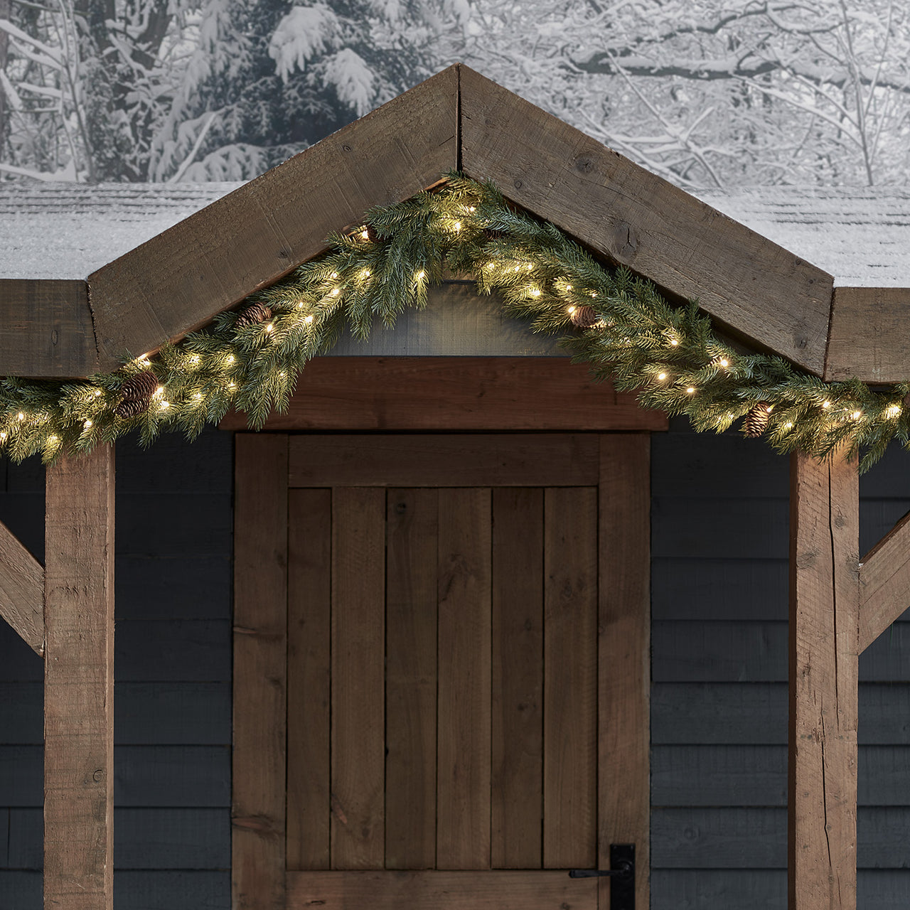 1m LED Weihnachtsgirlande außen mit Tannenzapfen