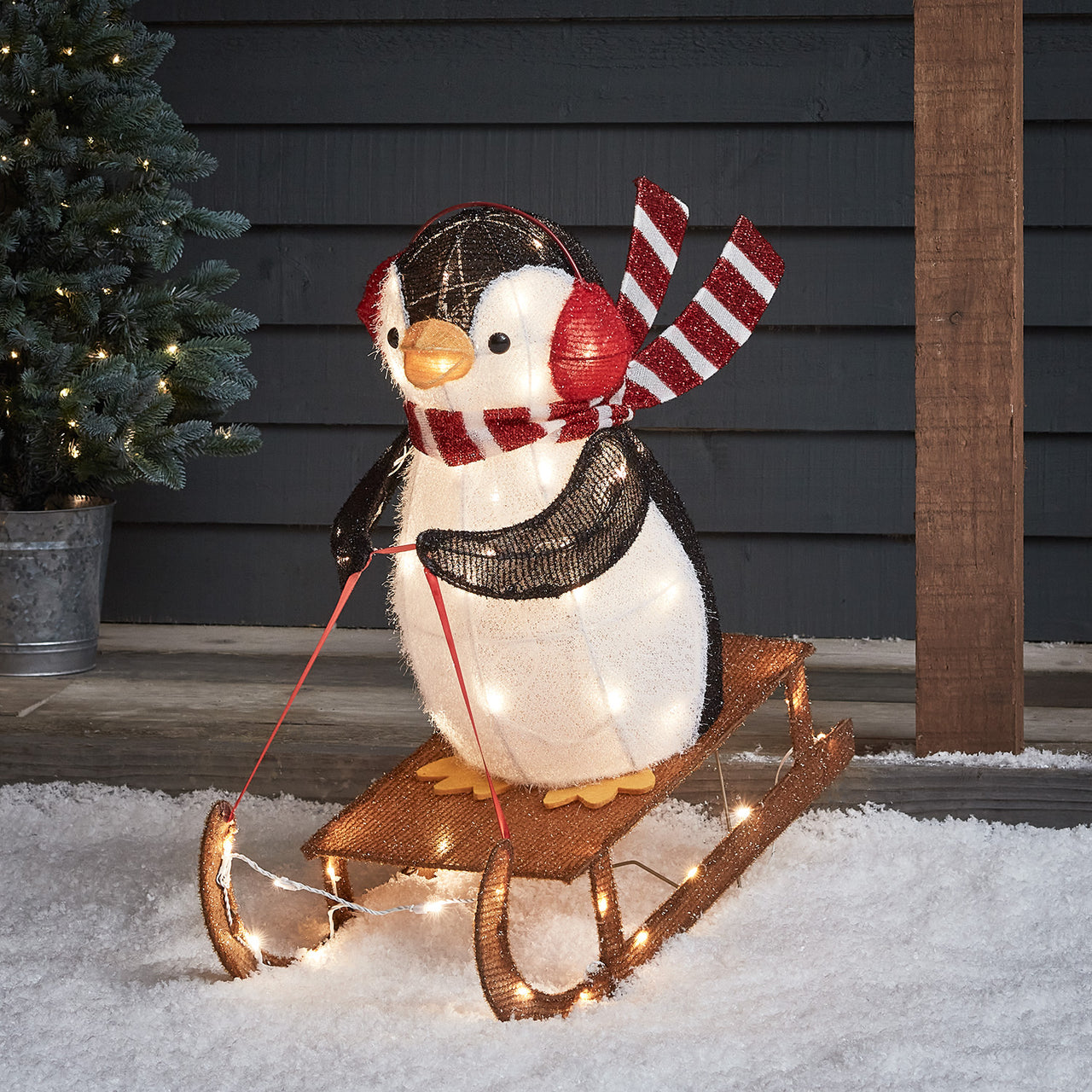 3er Set Weihnachtsfiguren außen Alpaka, Pinguin und Bulldogge