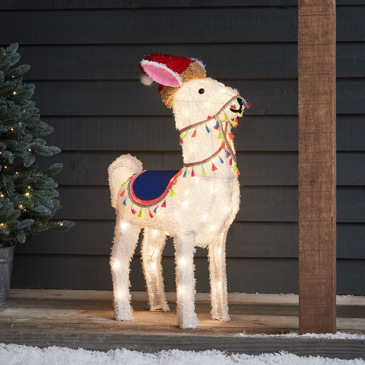 3er Set Weihnachtsfiguren außen Alpaka, Pinguin und Bulldogge