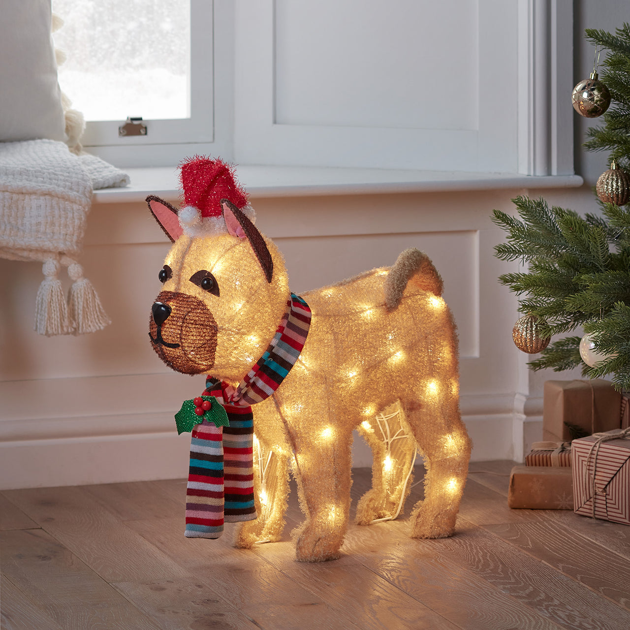 LED Weihnachtsfigur außen Bulldogge