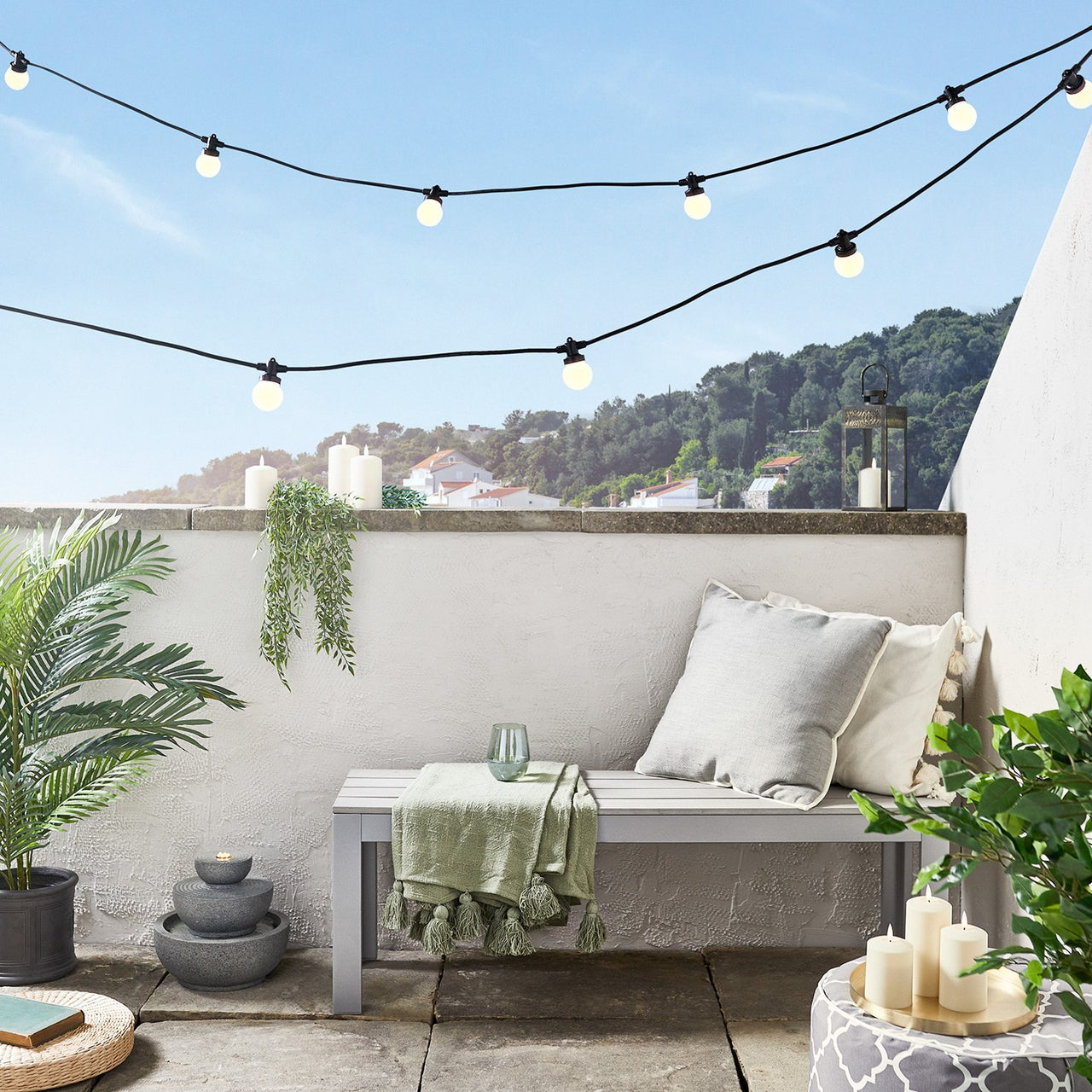 Pro Connect 100m 200er Party Lichterkette warmweiß koppelbar schwarzes Kabel