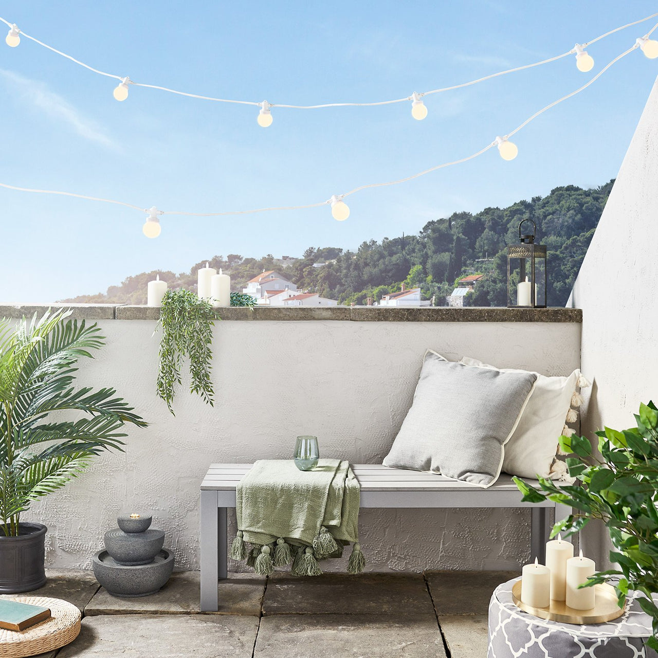 Pro Connect 100m 200er Party Lichterkette warmweiß koppelbar weißes Kabel