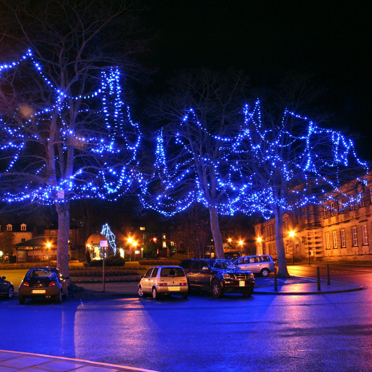 95m 950er LED Lichterkette blau koppelbar schwarzes Kabel Pro Serie