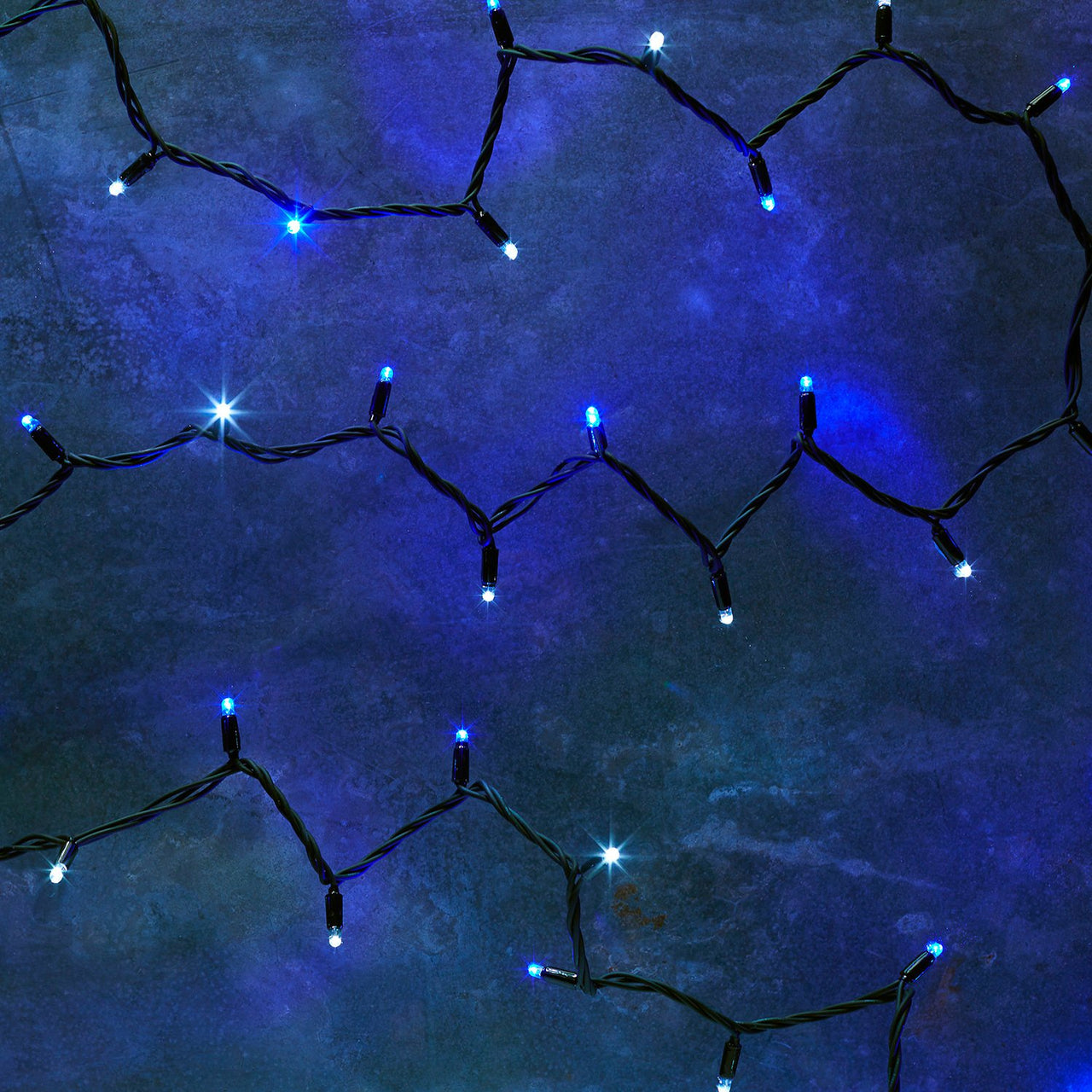 185m 1850er LED Lichterkette blau weiß koppelbar schwarzes Kabel Pro Serie