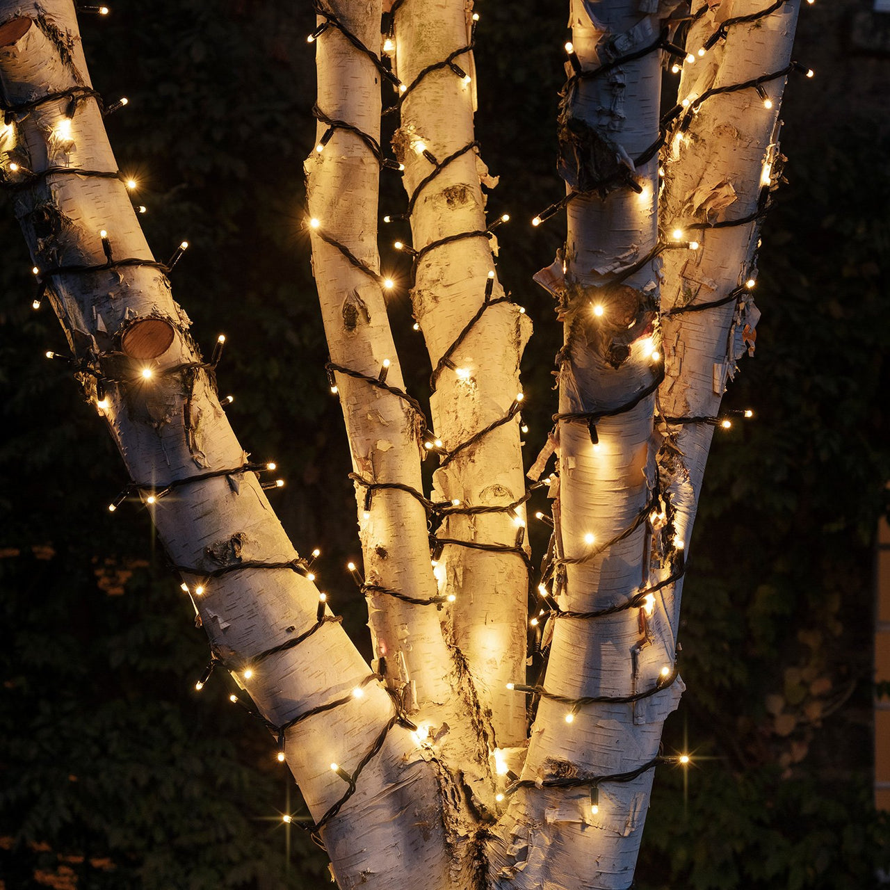 130m 1300er LED Lichterkette warmweiß koppelbar schwarzes Kabel Pro Serie