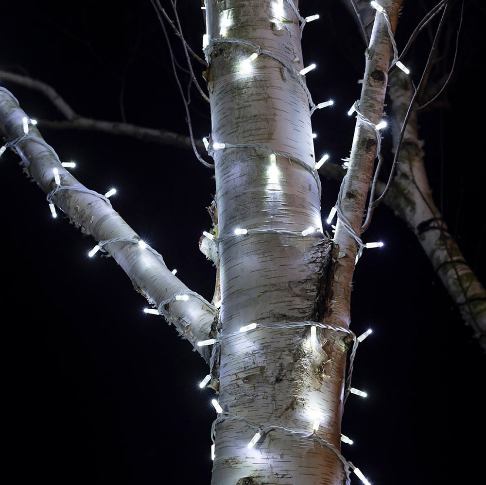 100m 1000er LED Lichterkette weiß koppelbar weißes Kabel Pro Serie