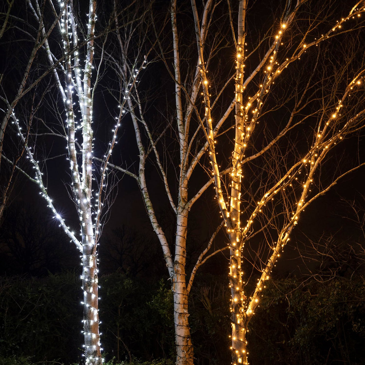 75m 750er LED Lichterkette gold warmweiß koppelbar schwarzes Kabel Pro Serie