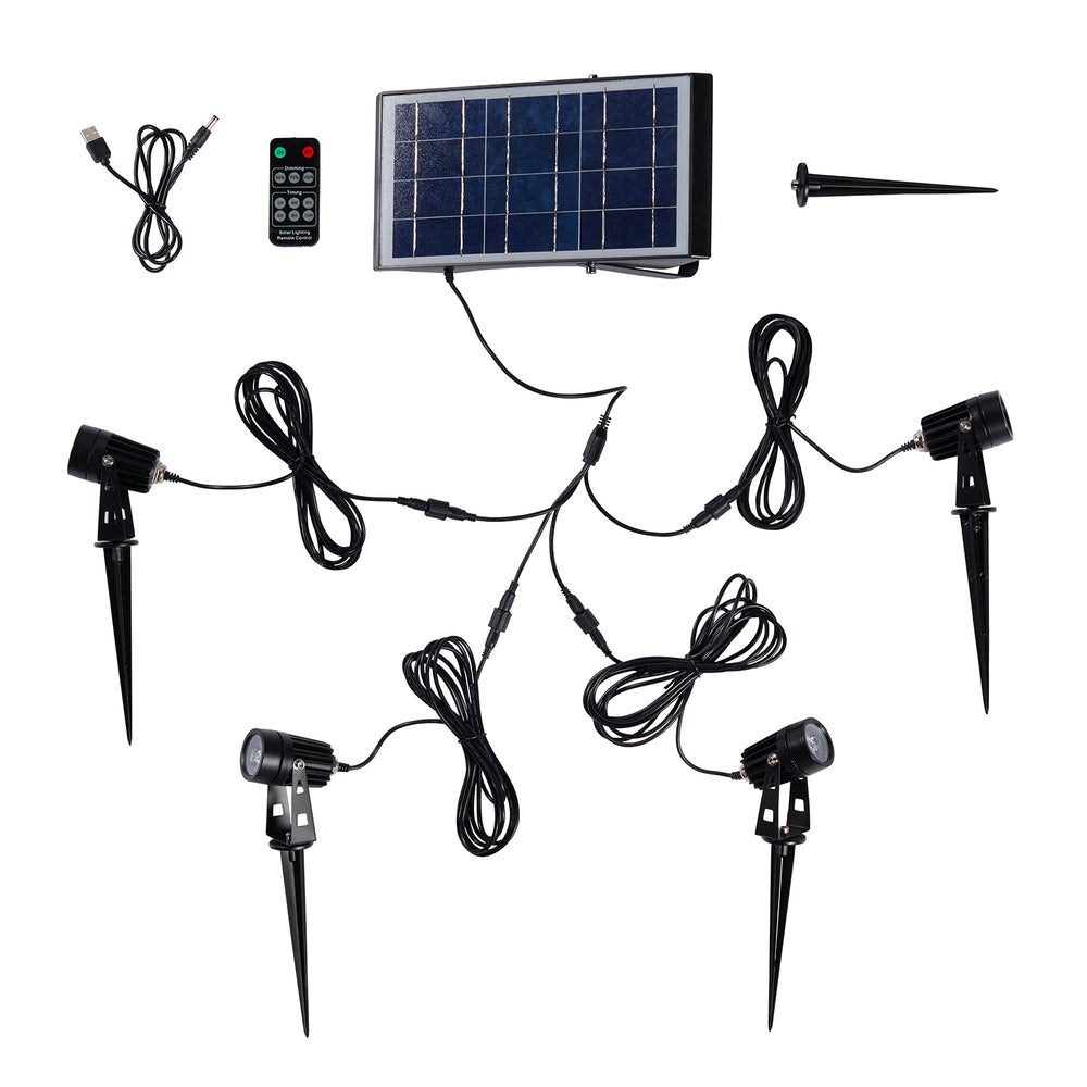 4er Set Solar LED Strahler in Premiumqualität 1W