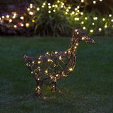 Solar LED Figur Ente aus Rattan