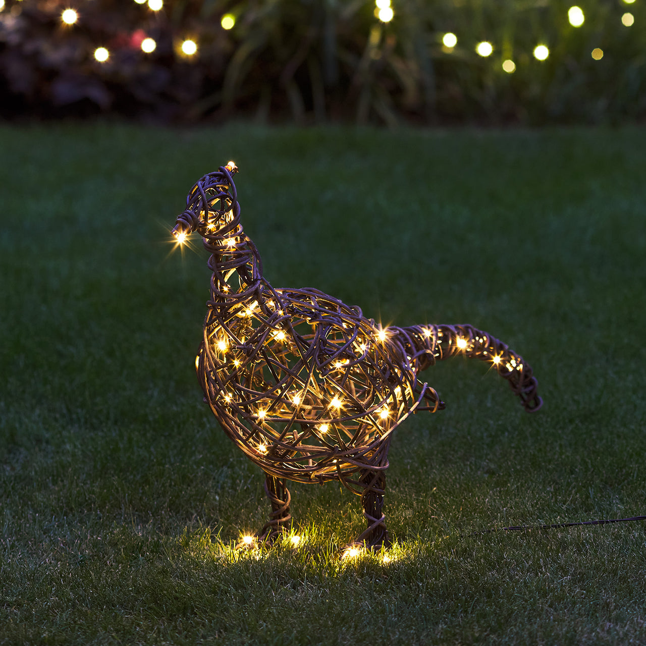 Solar LED Figuren Ente und Fasan aus Rattan