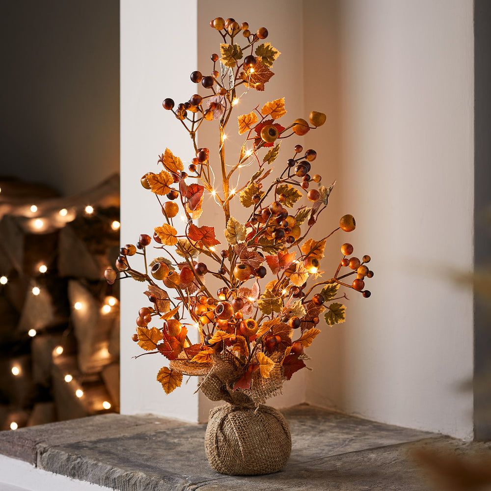 53cm Dekobaum Herbst mit Micro Lichterkette