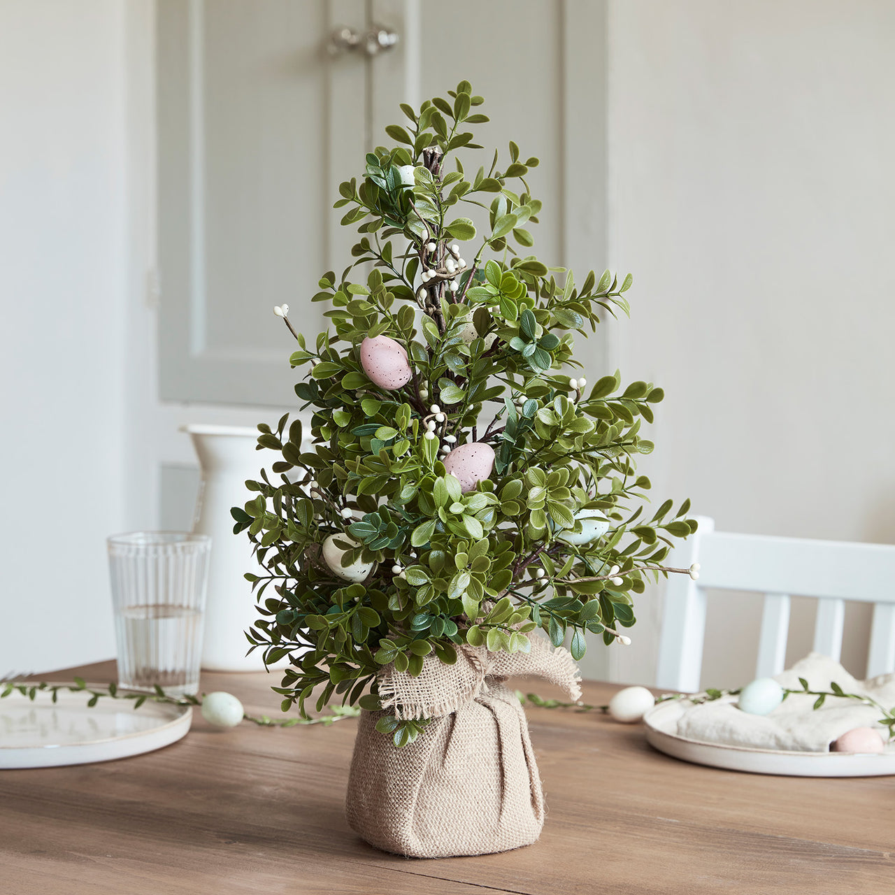 45cm Mini Osterbaum mit Ostereiern und Micro Lichterkette