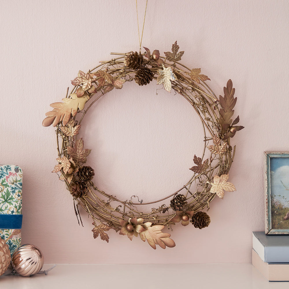 33cm Weihnachtskranz goldene Blätter