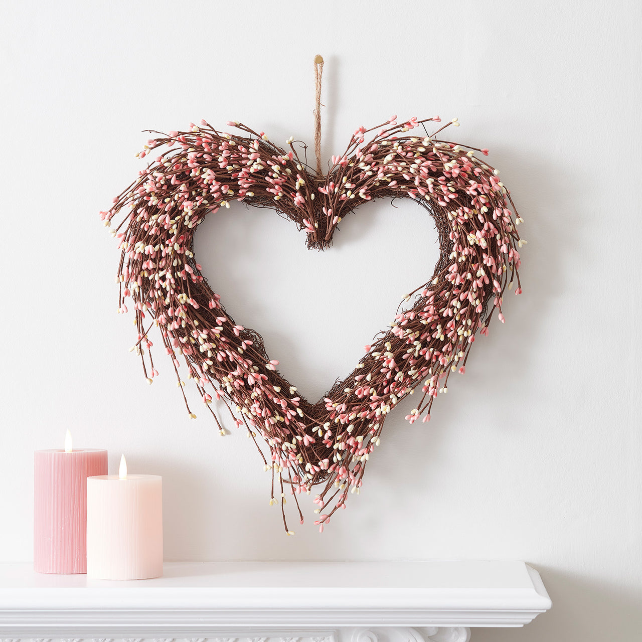 40cm Herzkranz mit Beeren und Micro Lichterkette – | Beleuchtete Weihnachtssterne