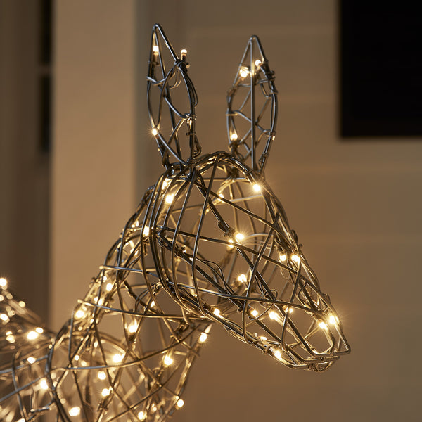 Harlow Bicolor LED Rentiere Mutter und Kind aus Rattan