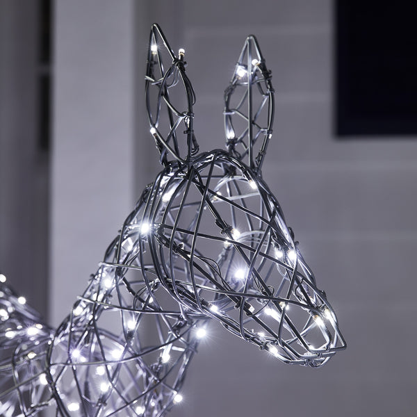 Harlow Bicolor LED Rentiere Mutter und Kind aus Rattan